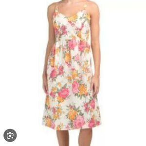 Cynthia Rowley 100% Linen Floral Sundress Large W Pockets